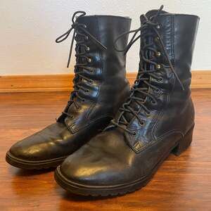 Vintage 90s Black Leather Lace-up Boots - La Canadienne Women’s 7 grunge